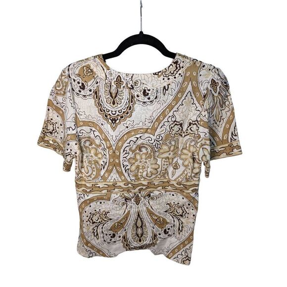 Susan Bristol Printed Short Sleeve Linen Top Women's Size Small - Picture 2 of 6